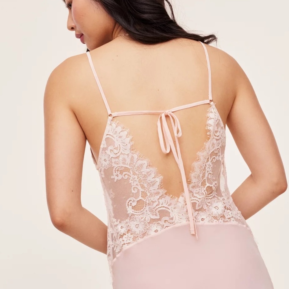 NWT Adore Me Raquel Unlined Slip Dress Lingerie w/ Lace Top & Ballet Pink Skirt